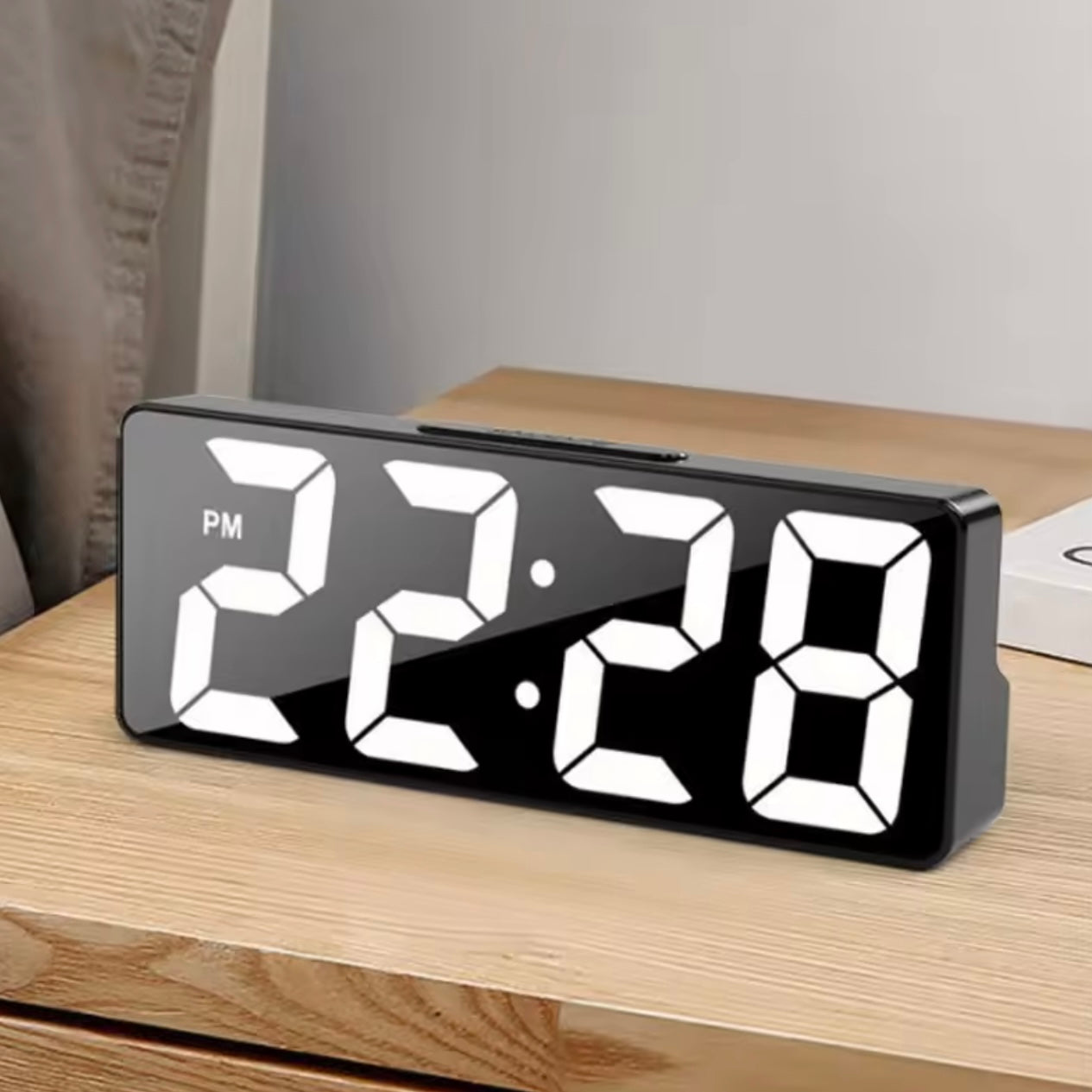 Digital LED Alarm Clock With Temperature Display Adjustable Brightness 12/24 Hours