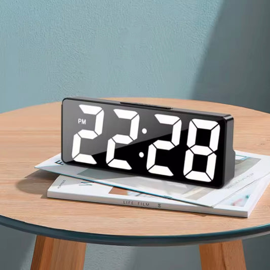 Digital LED Alarm Clock With Temperature Display Adjustable Brightness 12/24 Hours